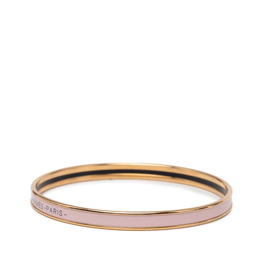 Hermès Extra Narrow Enamel Uni Bangle 62 Pink Very good condition - Back View