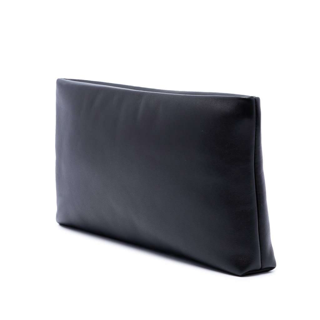 Saint Laurent Lambskin Monogram Long Calypso Zipped Pouch Black Leather Very good - Back View