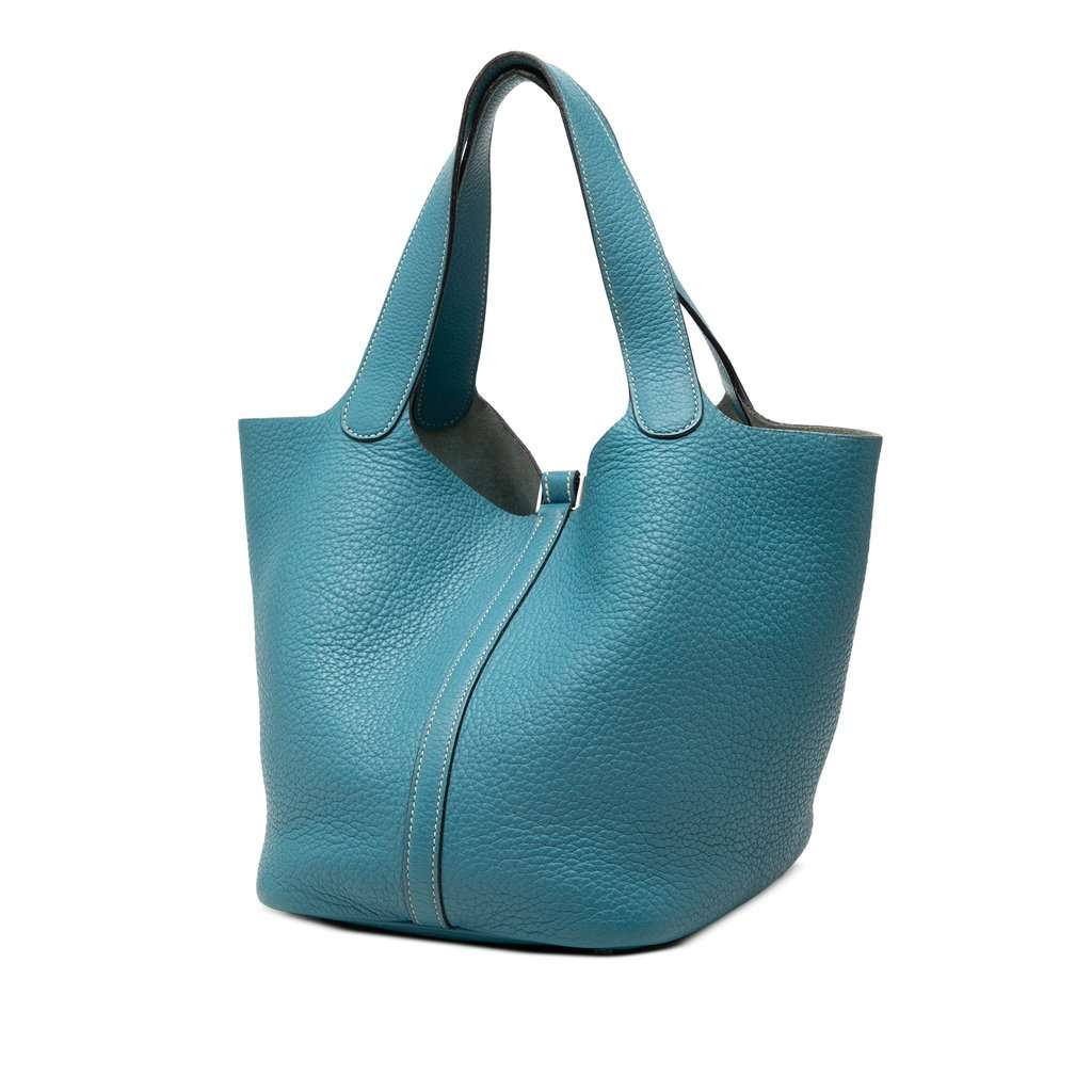 Hermès Clemence Picotin 22 Blue Leather Very good - Back View