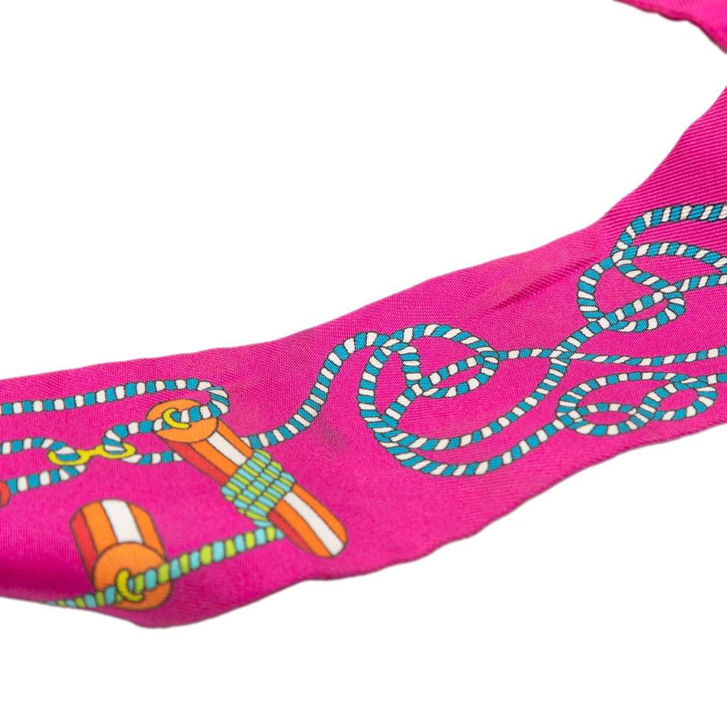 Hermès Cordages Silk Twilly Scarf Pink Very good - Back View