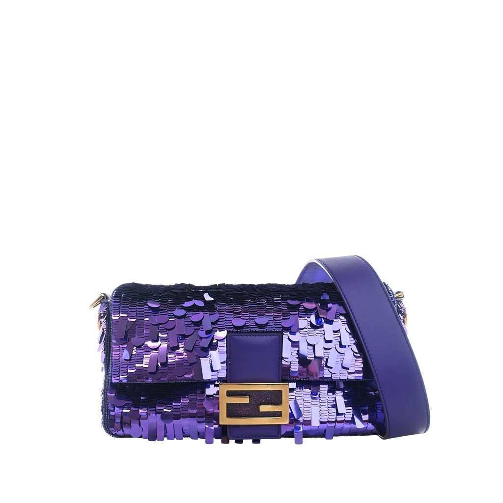 Fendi Medium Sex and The City Sequin Baguette Purple Very good condition - Front View