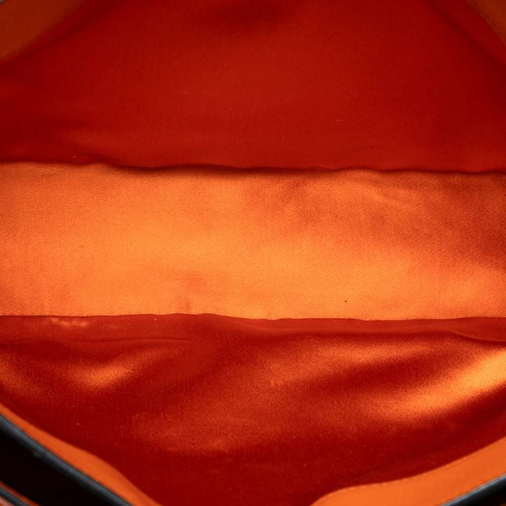 Miu Miu Goatskin Madras Flap Satchel Orange Leather Very good - Model View