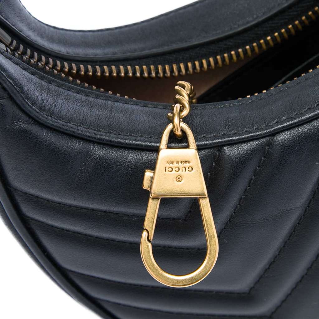 Gucci Mini GG Marmont Matelasse Calfskin Half Moon Bag Black Leather Very good - Box View