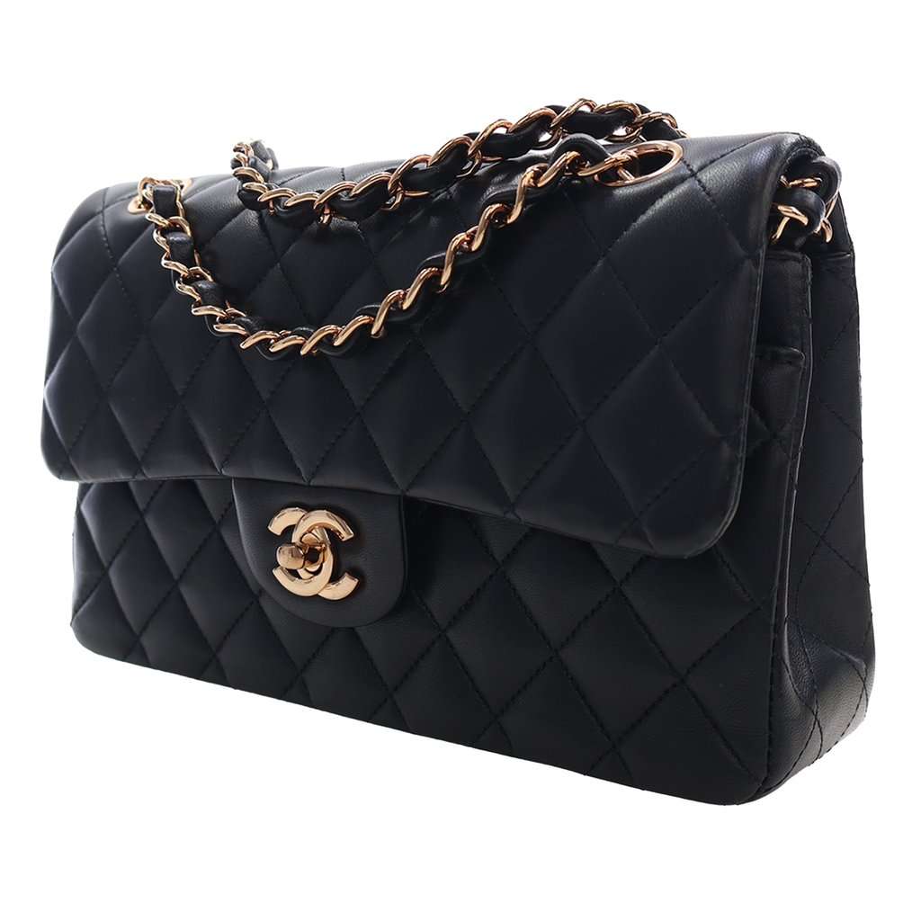 Chanel Small Classic Lambskin Double Flap Black Leather Very good condition - Model View