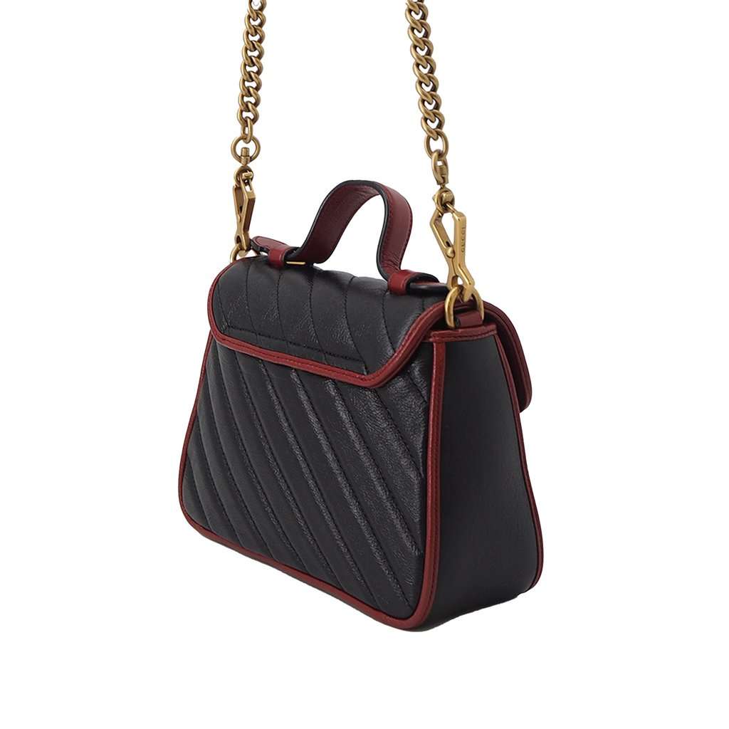 Gucci Mini GG Marmont Matelasse Calfskin Torchon Top Handle Bag Black Leather Very good - Back View