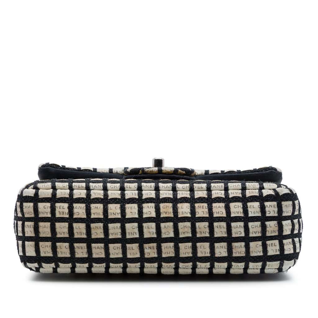 Chanel Mini Rectangular Tweed  and Ribbon Logo Single Flap Black Very good - Inside View