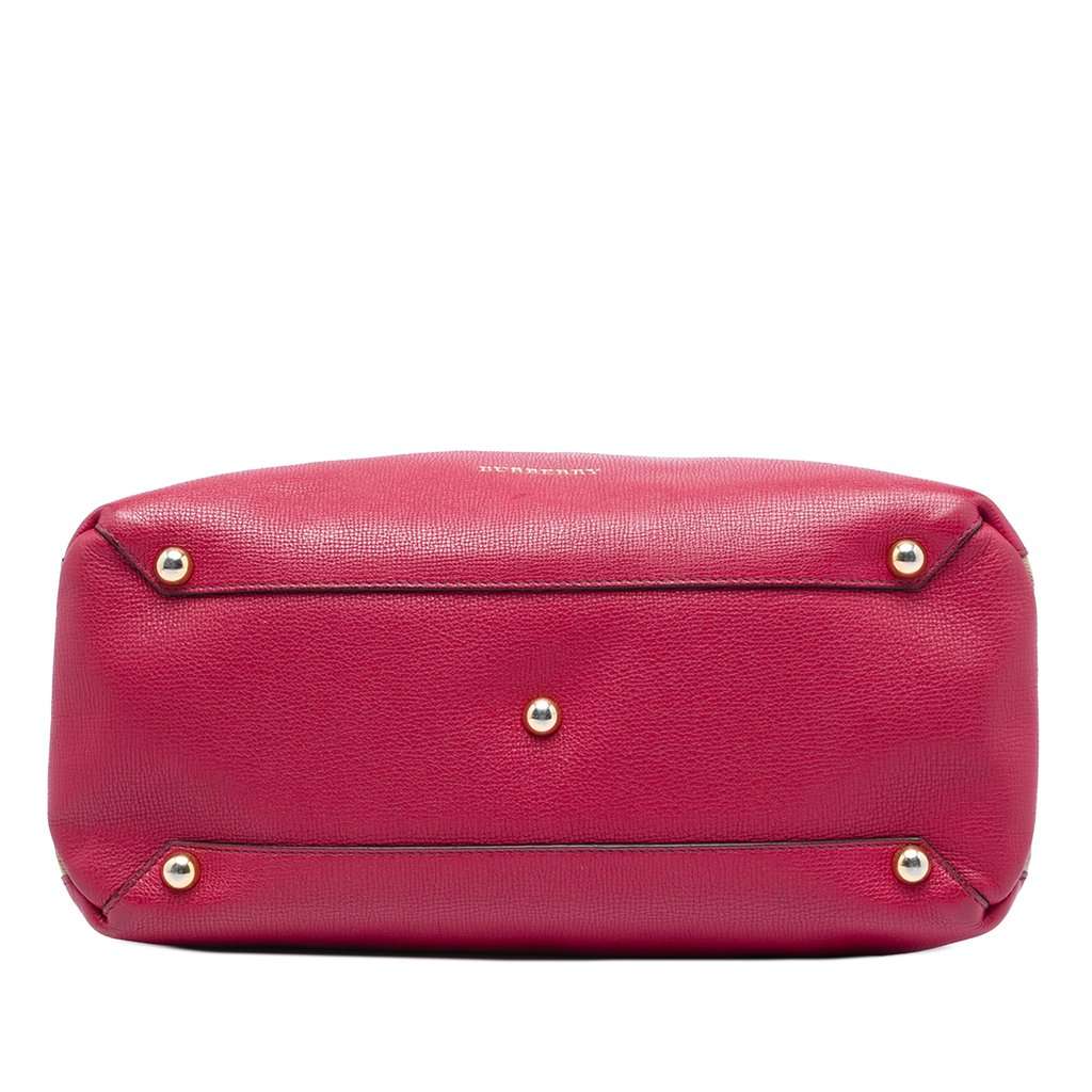 Burberry Medium Leather and House Check Canvas Banner Satchel Red Leather Very good - Inside View