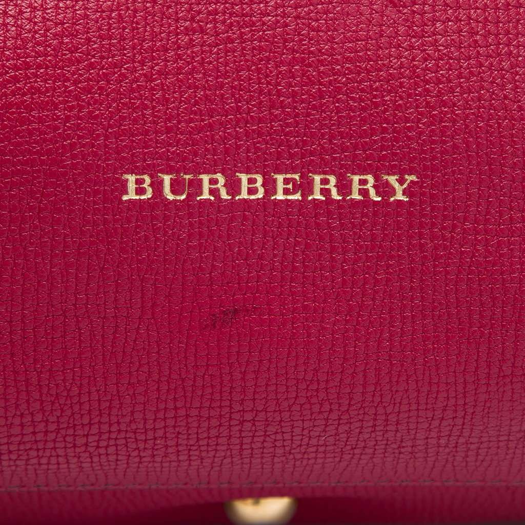 Burberry Medium Leather and House Check Canvas Banner Satchel Red Leather Very good - Box View