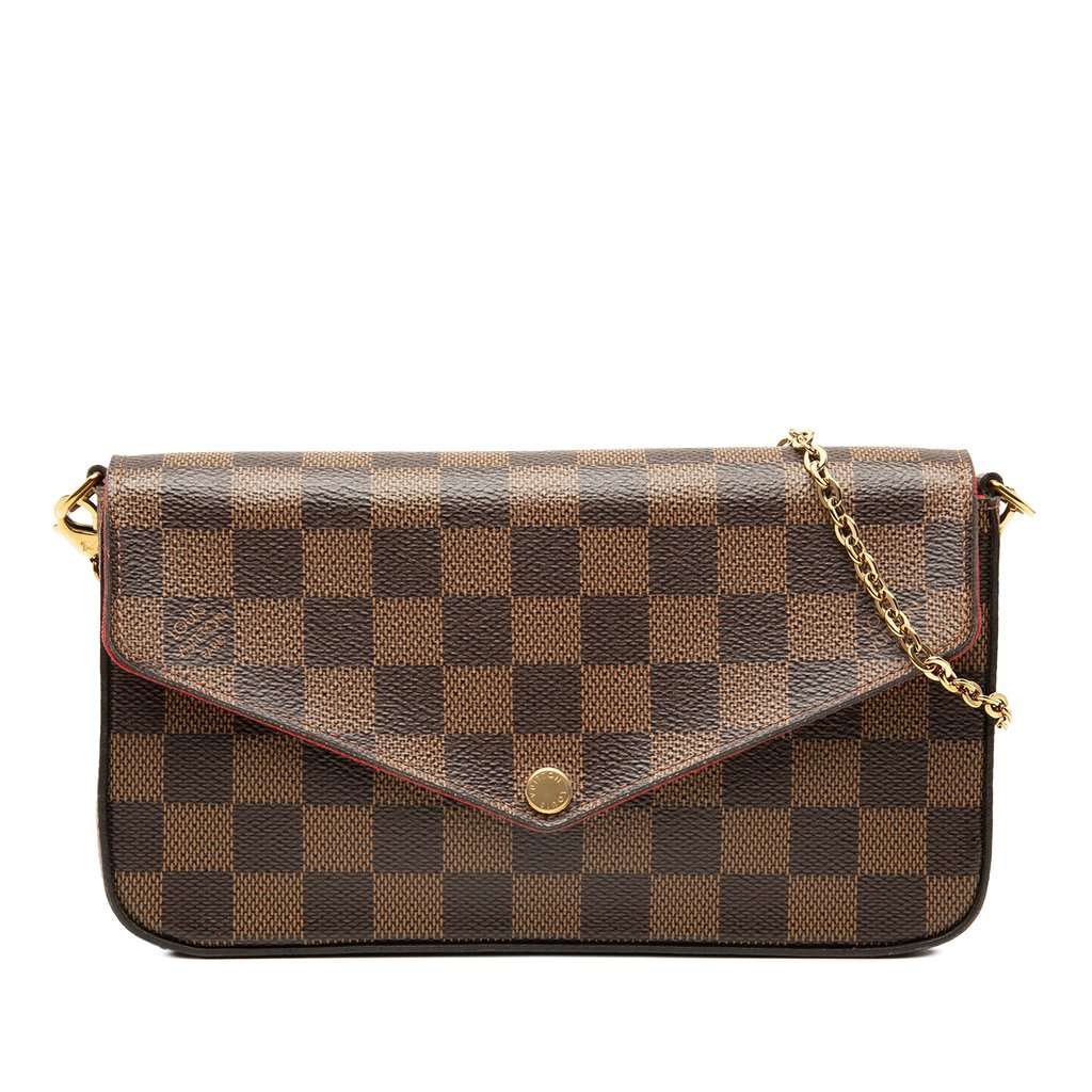 Louis Vuitton Damier Ebene Pochette Felicie Brown Good - Front View