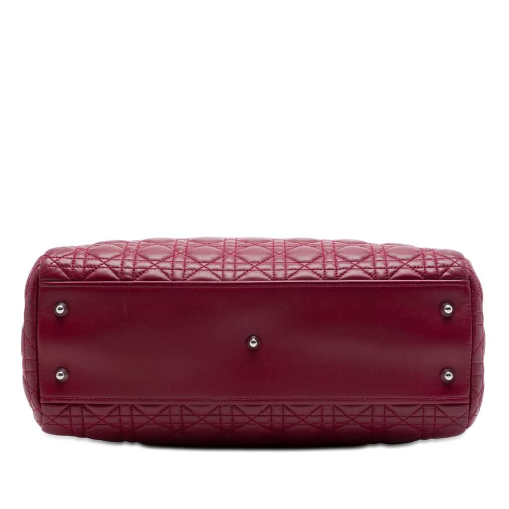 Dior Large Lambskin Cannage Lady Dior Soft Shopping Tote Red Leather Very good condition - Inside View