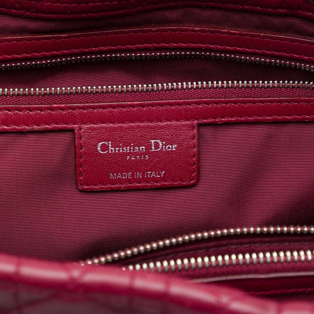 Dior Large Lambskin Cannage Lady Dior Soft Shopping Tote Red Leather Very good condition - Box View