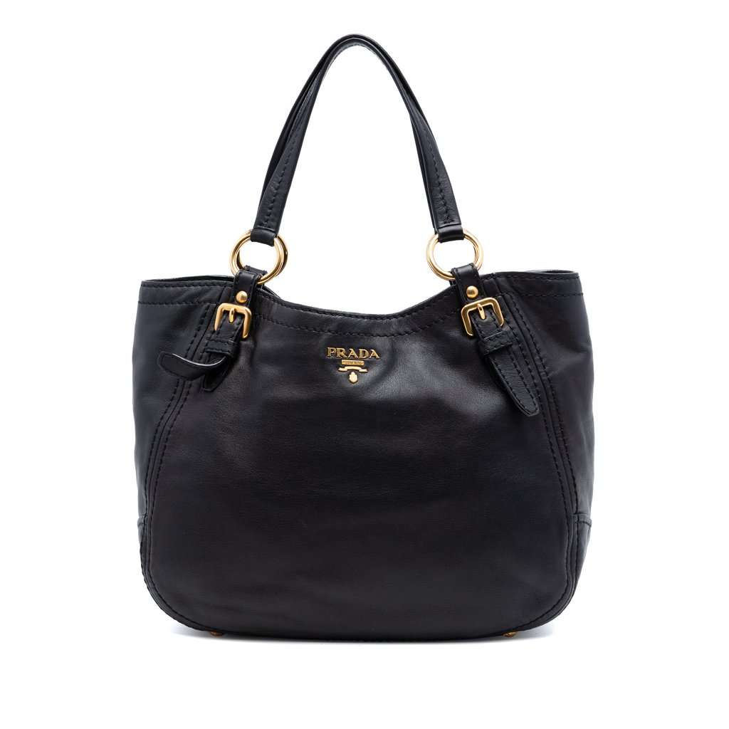 Prada Vitello Lux Shoulder Bag Black Leather Very good condition - Front View