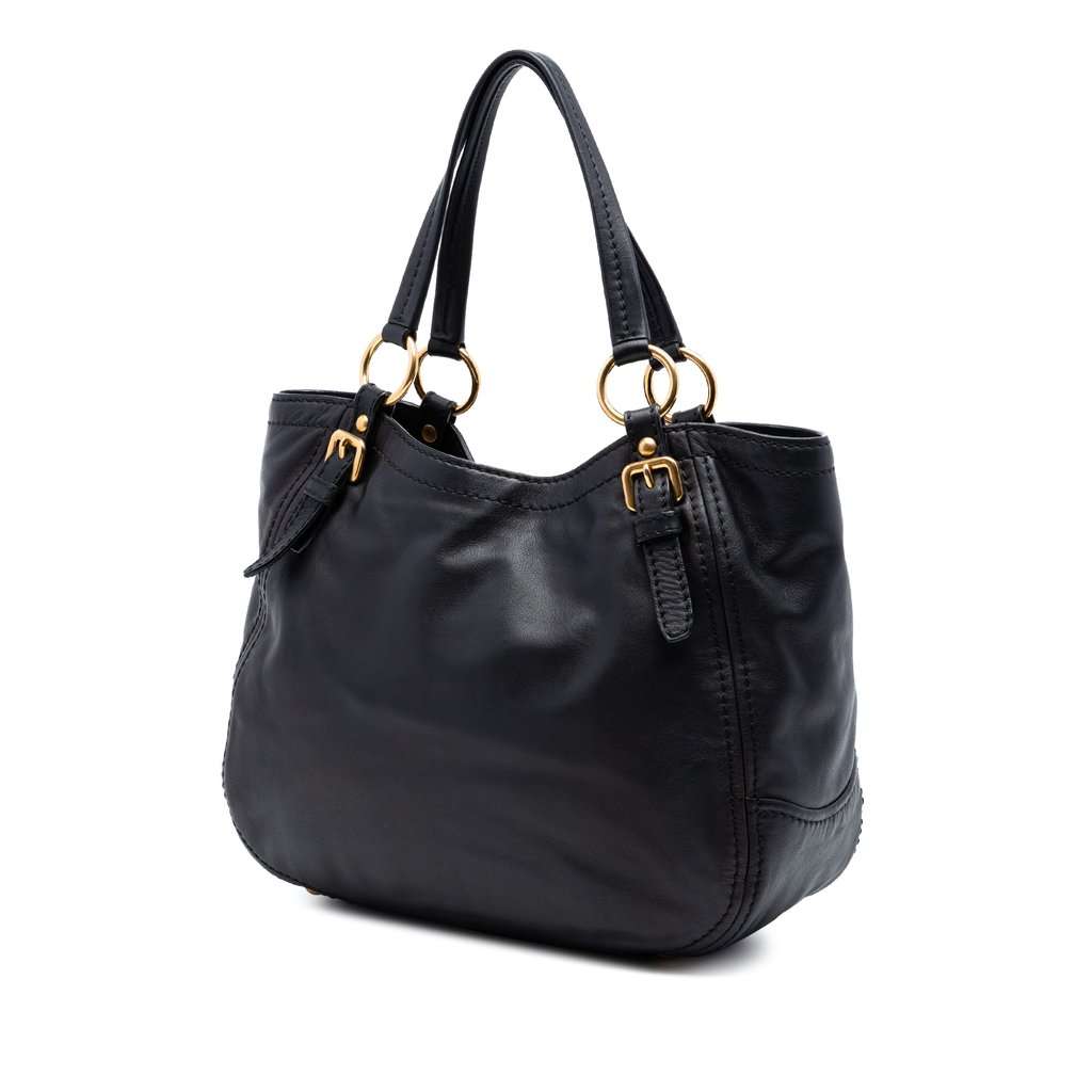 Prada Vitello Lux Shoulder Bag Black Leather Very good condition - Back View