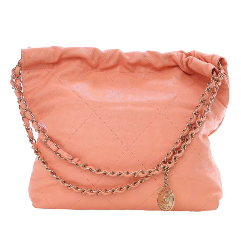 Chanel Small Quilted Caviar 22 Handbag Pink Leather Very good - Model View