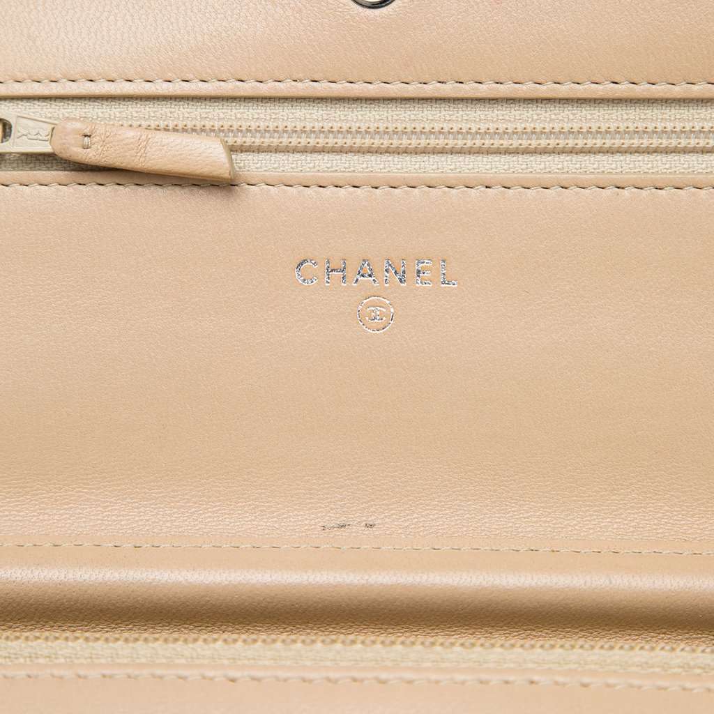 Chanel CC Quilted Lambskin Wallet On Chain Brown Leather Very good - Box View