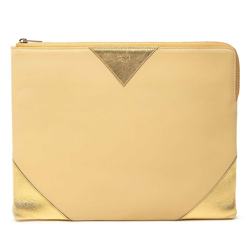 Celine Bicolor Lambskin Coeur Clutch Beige Leather Very good condition - Front View