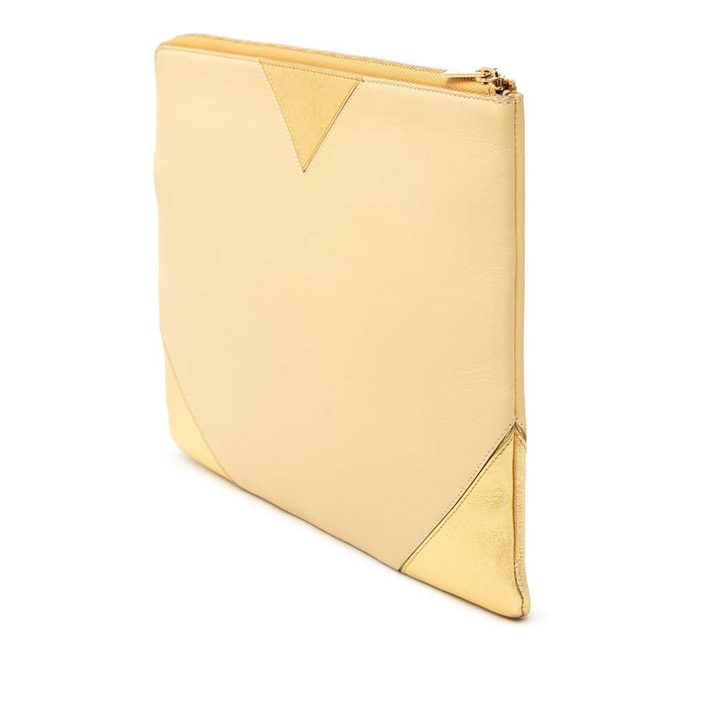 Celine Bicolor Lambskin Coeur Clutch Beige Leather Very good condition - Back View