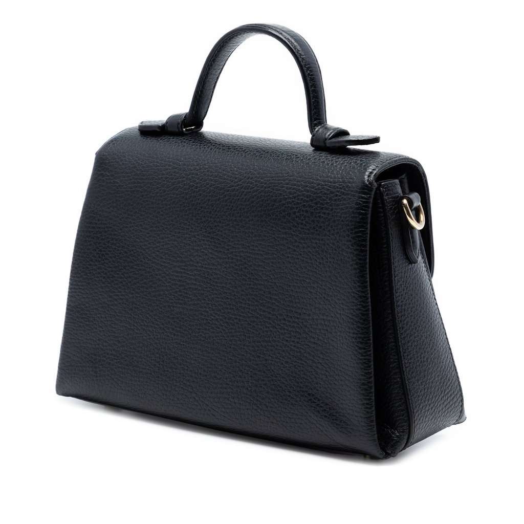 Gucci Small Dollar Calf Interlocking G Satchel Black Leather Very good condition - Back View