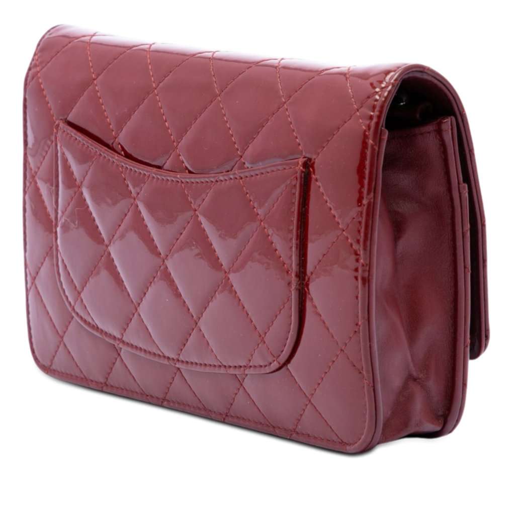 Chanel CC Quilted Patent Wallet on Chain Red Leather Very good condition - Back View