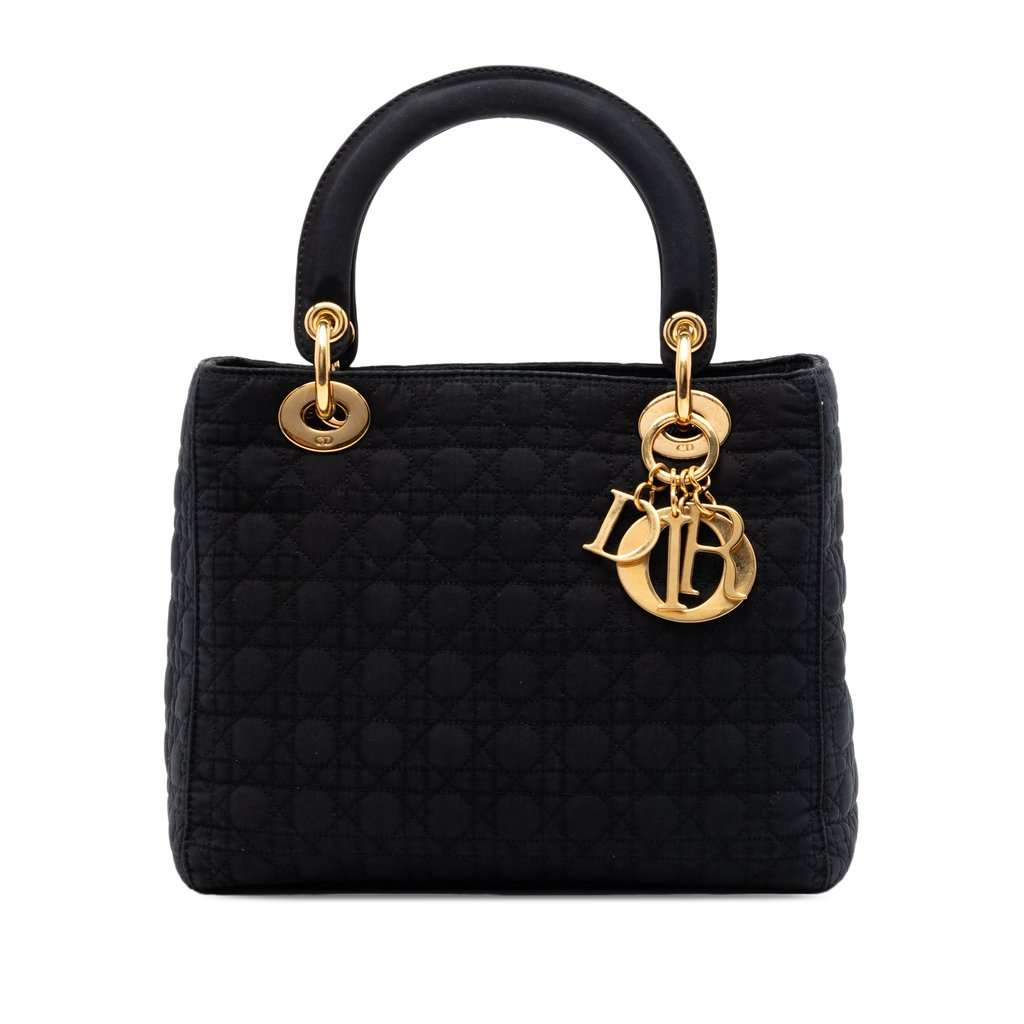 Dior Medium Nylon Microcannage Lady Dior Black Very good condition - Front View