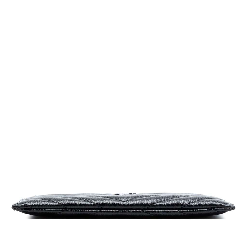 Saint Laurent Grain De Poudre Chevron Monogram Bill Pouch Black Leather Very good condition - Inside View