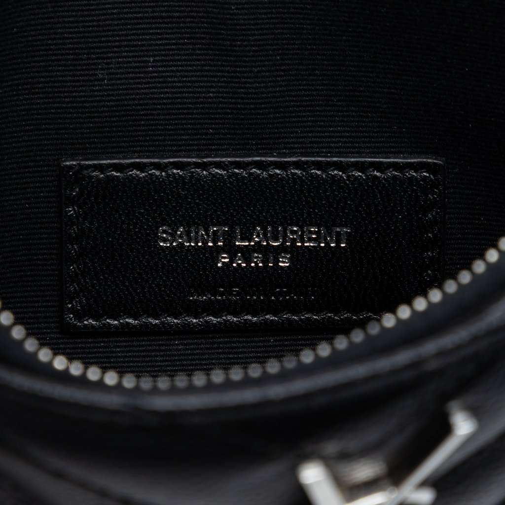 Saint Laurent Grain De Poudre Chevron Monogram Bill Pouch Black Leather Very good condition - Box View