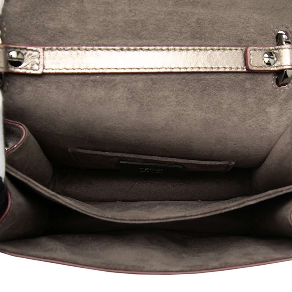 Fendi Mini Scalloped Metallic Studded Leather Kan I Crossbody Gold Leather Very good condition - Model View