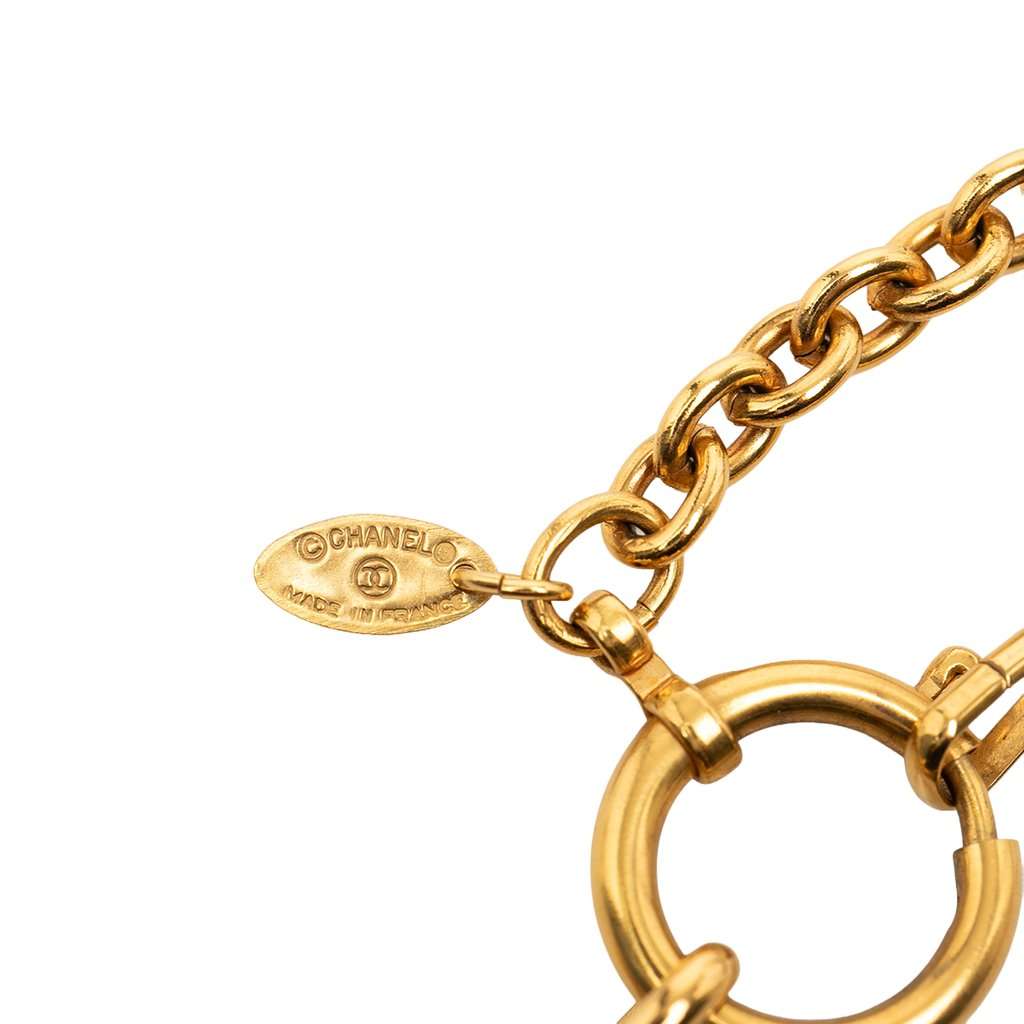 Chanel CC Gold Plated Leo Lion Sun Medallion Pendant Necklace Gold Metal Very good condition - Box View