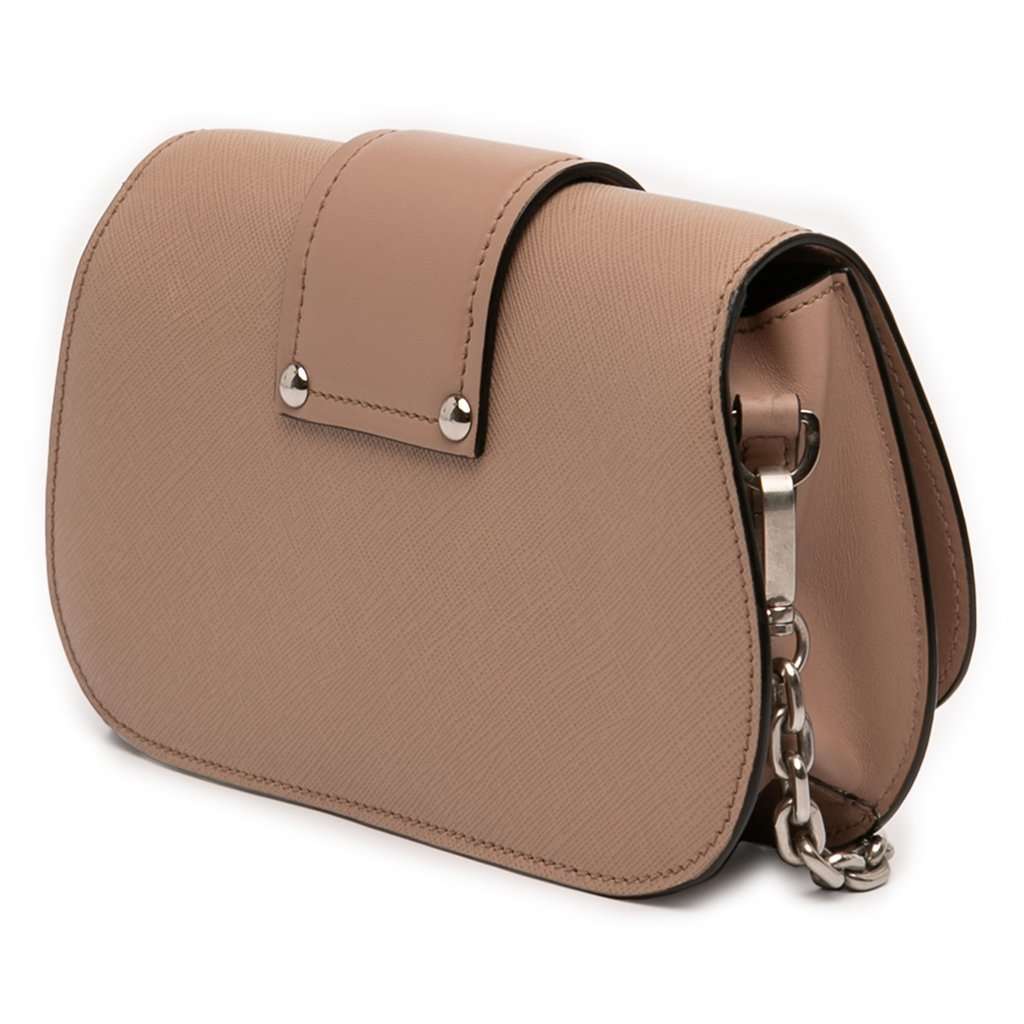 Prada Saffiano and City Calf Sidonie Crossbody Brown Leather Very good condition - Back View