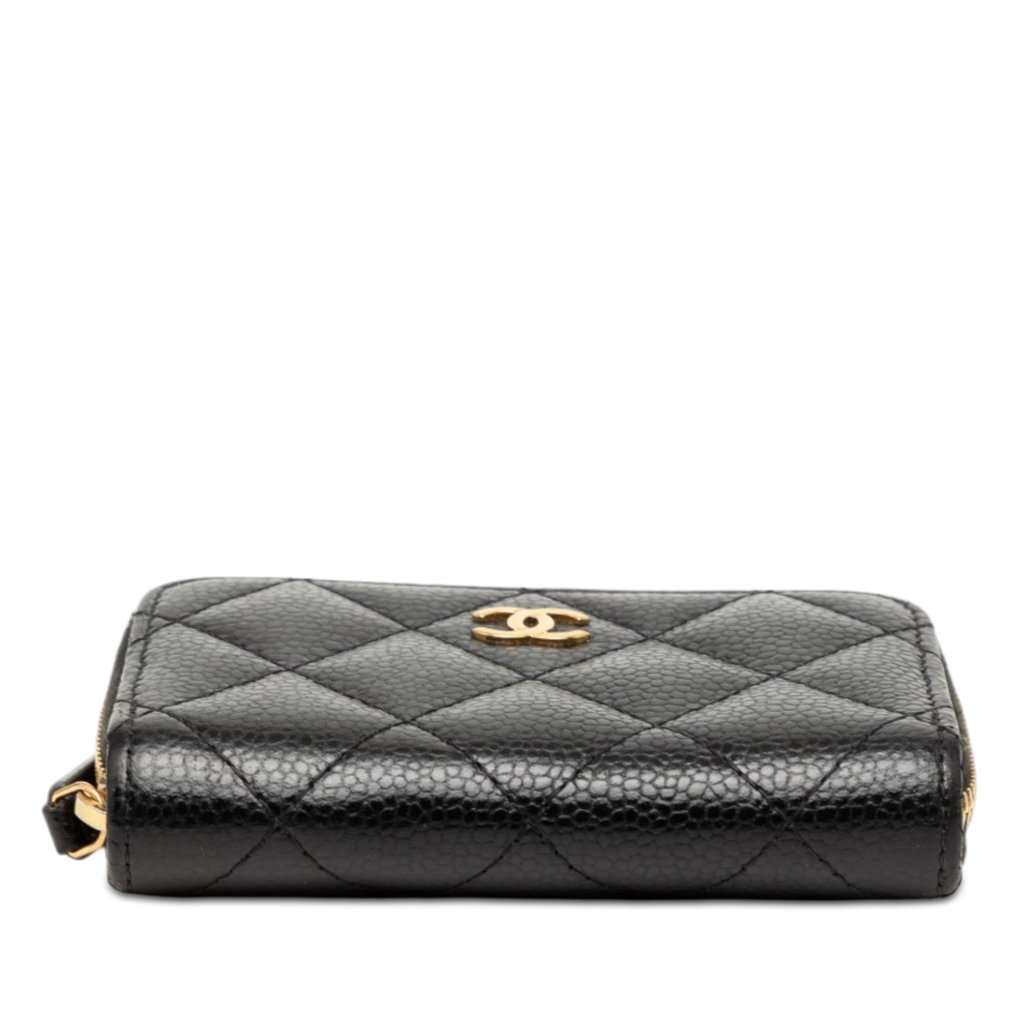 Chanel CC Quilted Caviar Zip Coin Purse Black Leather Very good condition - Inside View