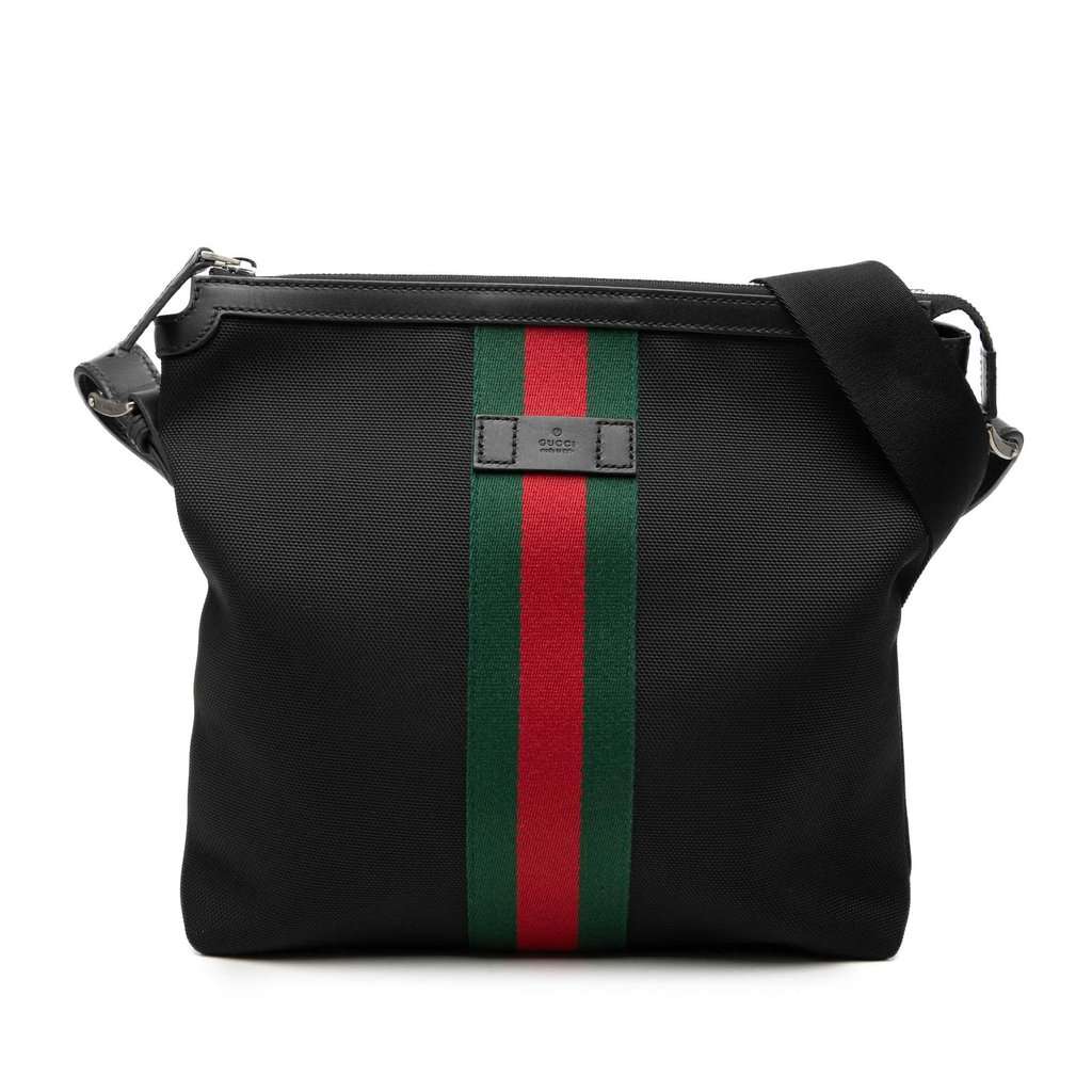 Gucci GG Techno Canvas Web Messenger Bag Black Very good condition - Front View
