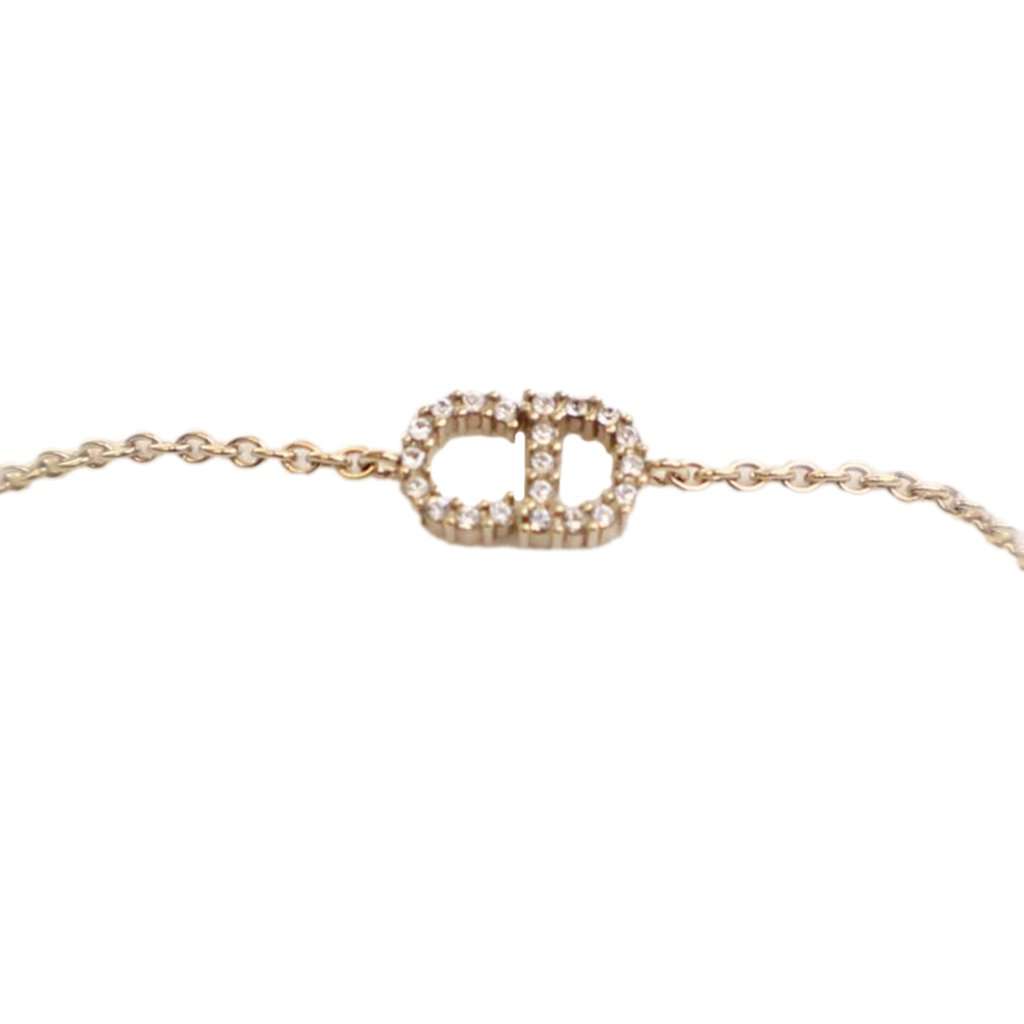 Dior Gold Plated Crystal Petit CD Bracelet Gold Metal Very good condition - Front View