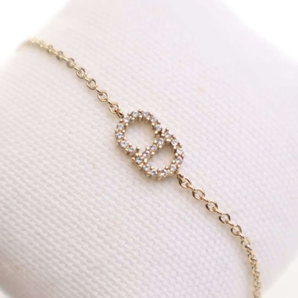 Dior Gold Plated Crystal Petit CD Bracelet Gold Metal Very good condition - Back View