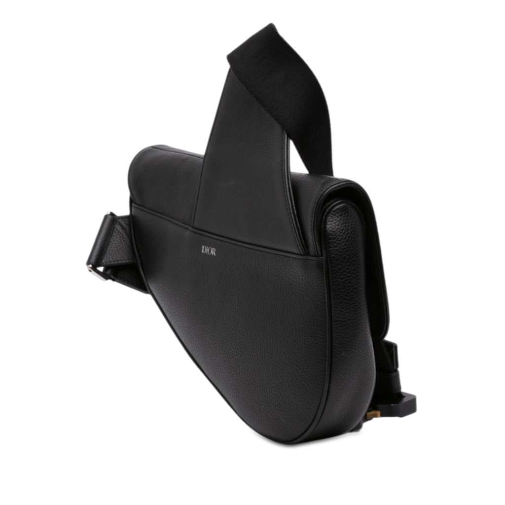 Dior Grained Calfskin Saddle Bag Black Leather Very good - Back View