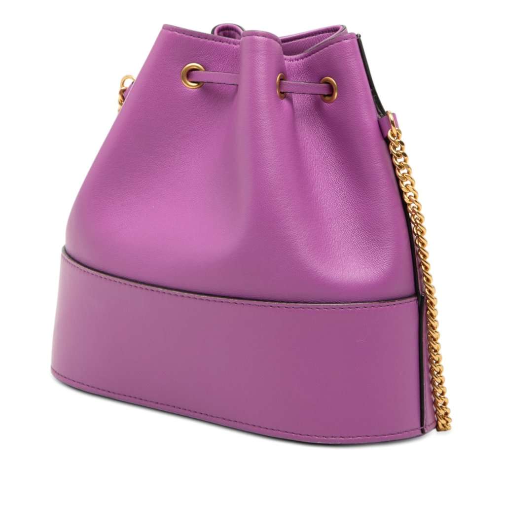 Valentino Mini Nappa VLogo Signature Chain Bucket Bag Purple Leather Very good condition - Back View