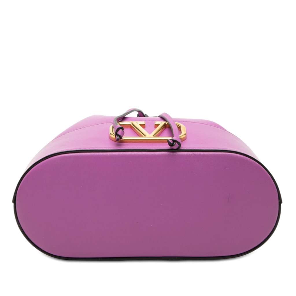 Valentino Mini Nappa VLogo Signature Chain Bucket Bag Purple Leather Very good condition - Inside View