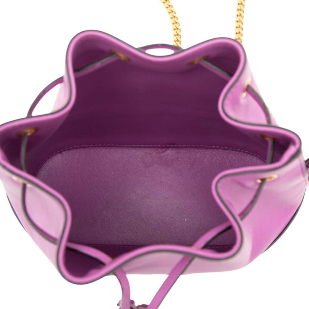 Valentino Mini Nappa VLogo Signature Chain Bucket Bag Purple Leather Very good condition - Model View