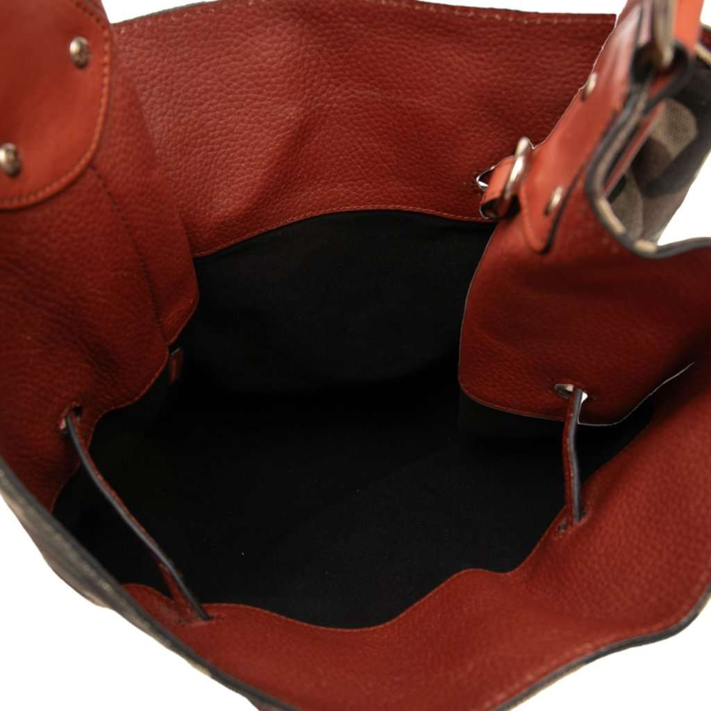 Burberry Mega Check Canvas Camouflage Susanna Tassel Bucket Bag Brown Very good condition - Model View