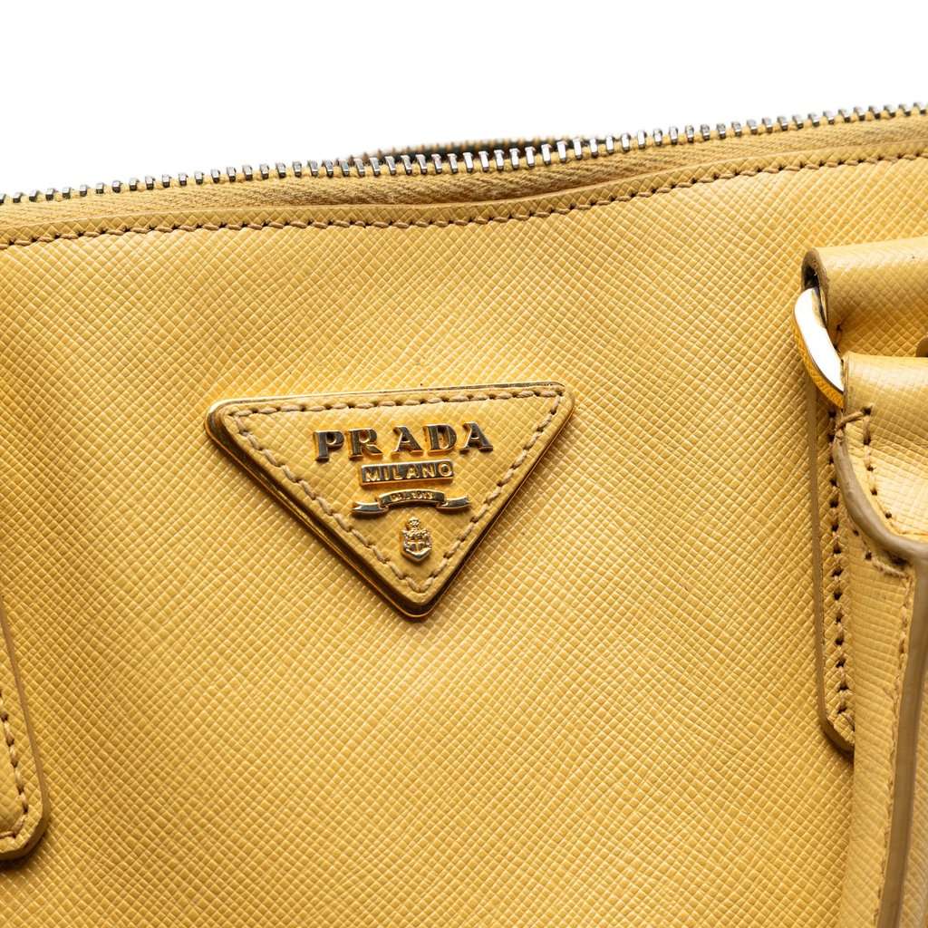 Prada Large Saffiano Lux Promenade Satchel Yellow Leather Very good - Box View