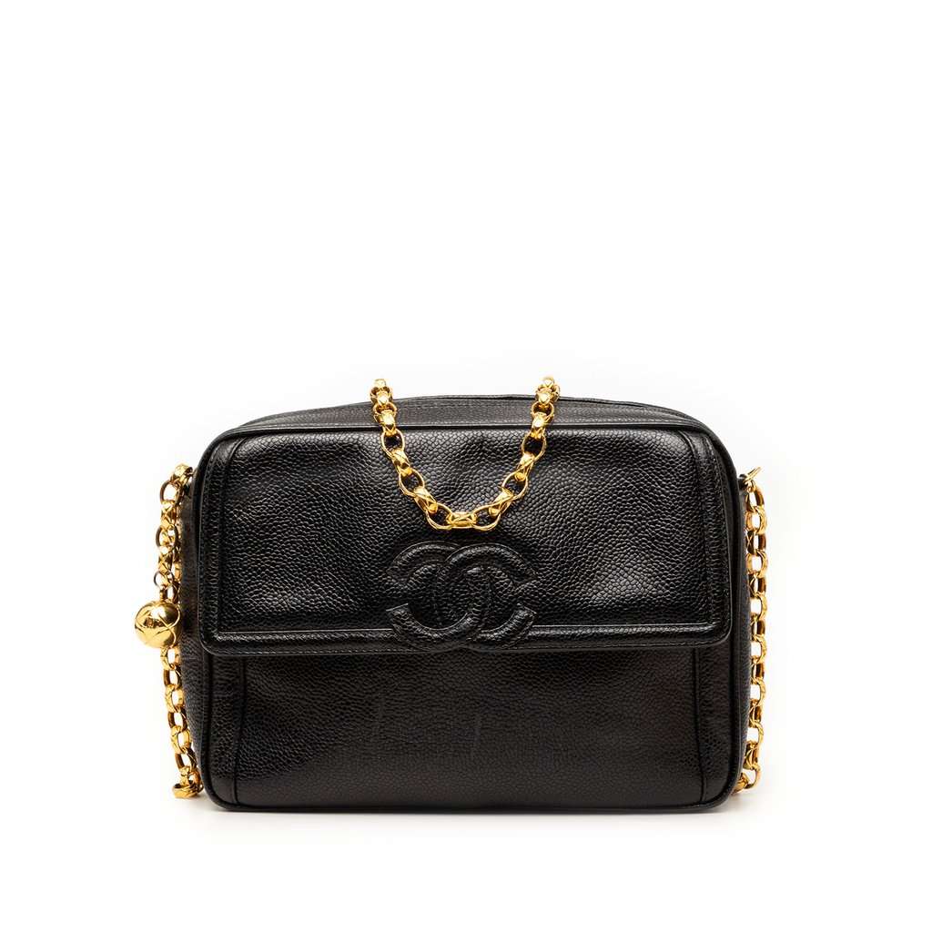 Chanel CC Caviar Front Pocket Bijoux Chain Camera Bag Black Leather Very good condition - Front View