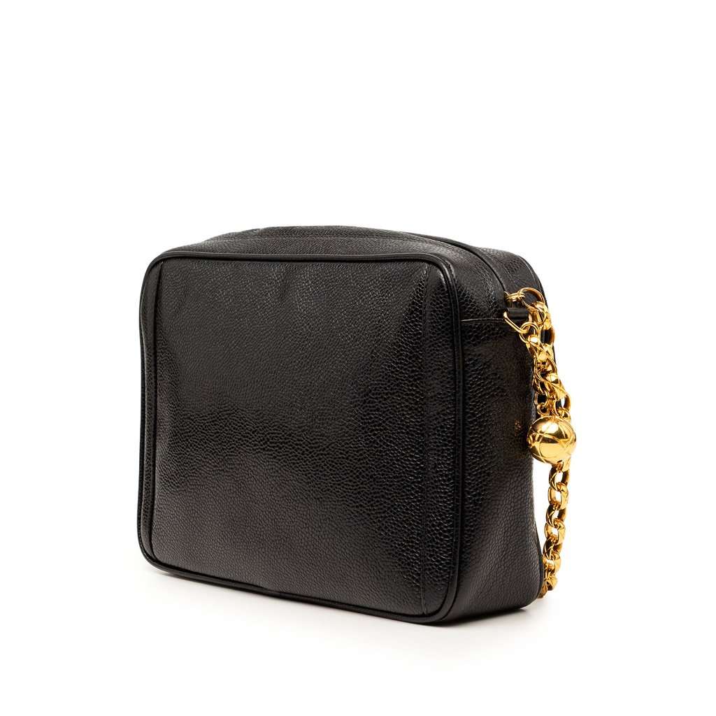 Chanel CC Caviar Front Pocket Bijoux Chain Camera Bag Black Leather Very good condition - Back View