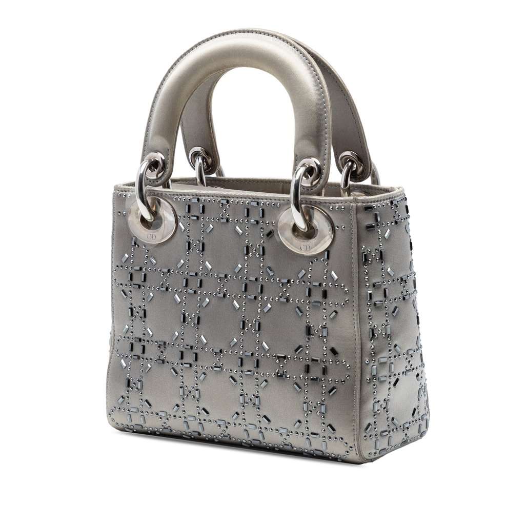 Dior Mini Satin Cannage Crystal Embellished Lady Dior MultiColor Very good condition - Back View