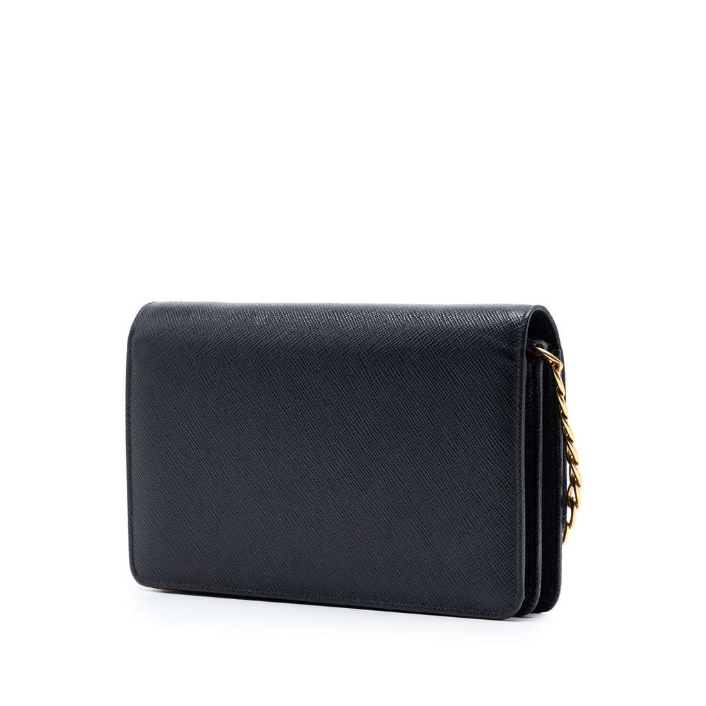 Prada Saffiano Arcade Wallet On Chain Black Leather Very good condition - Back View