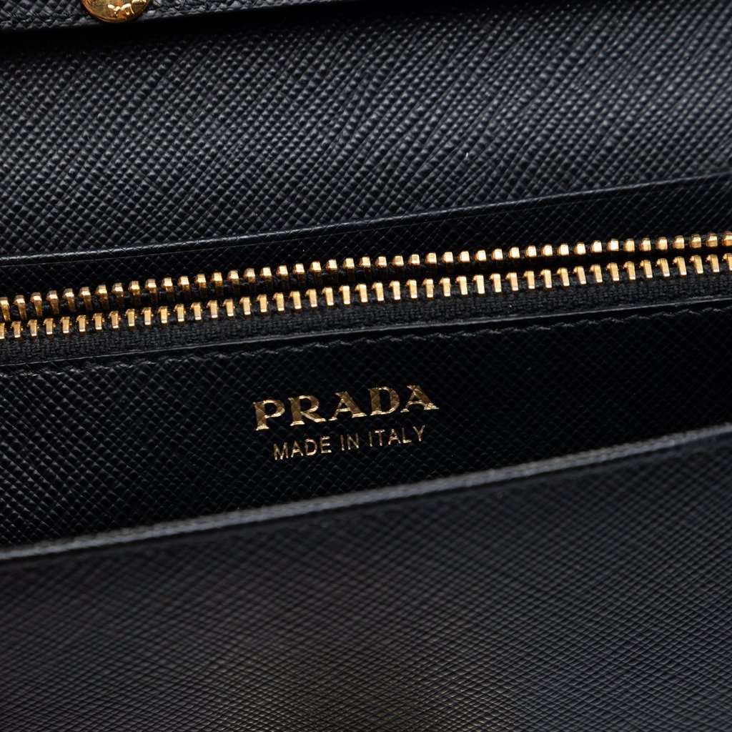 Prada Saffiano Arcade Wallet On Chain Black Leather Very good condition - Box View