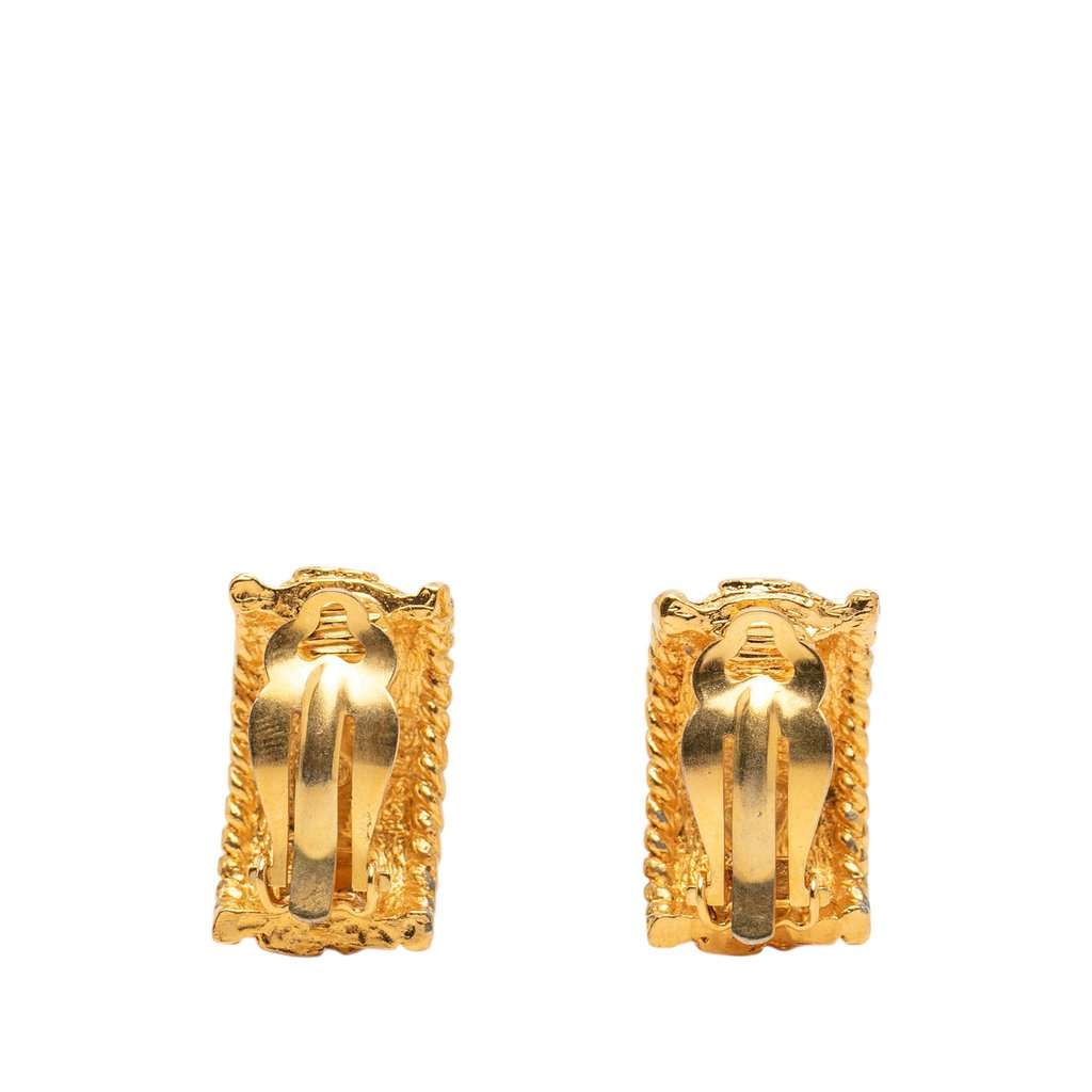 Chanel CC Gold Plated Half Hoop Clip On Earrings Gold Metal Very good condition - Back View