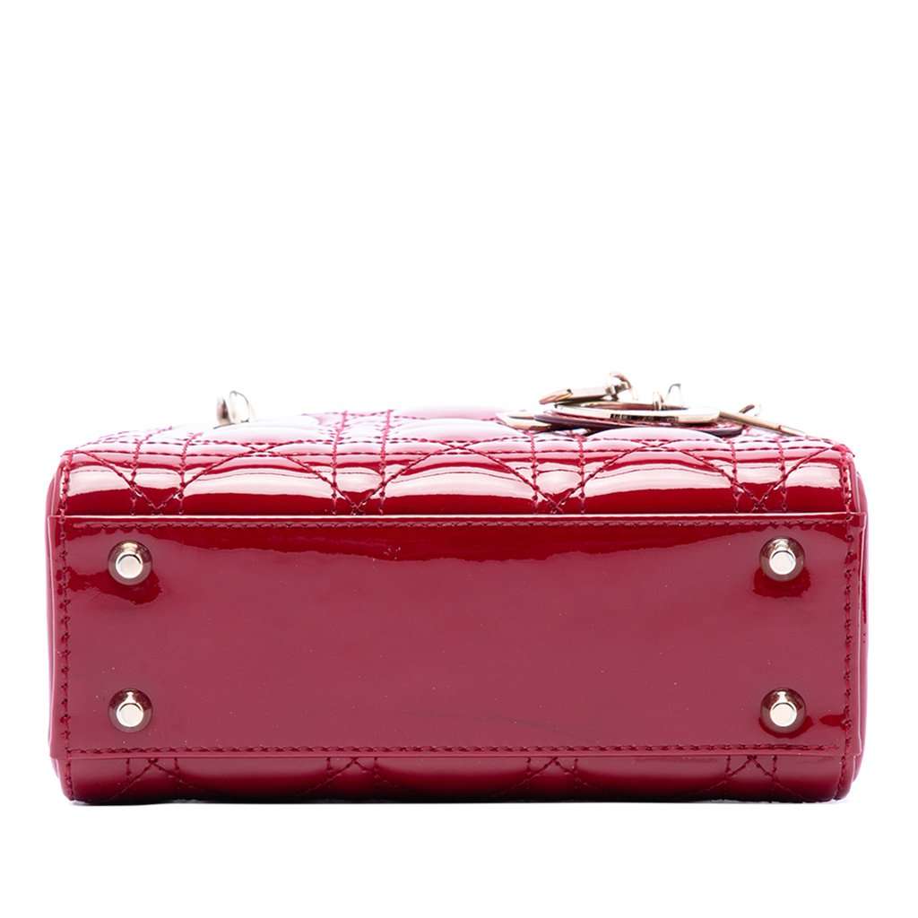 Dior Mini Patent Cannage Lady Dior Red Leather Very good - Inside View