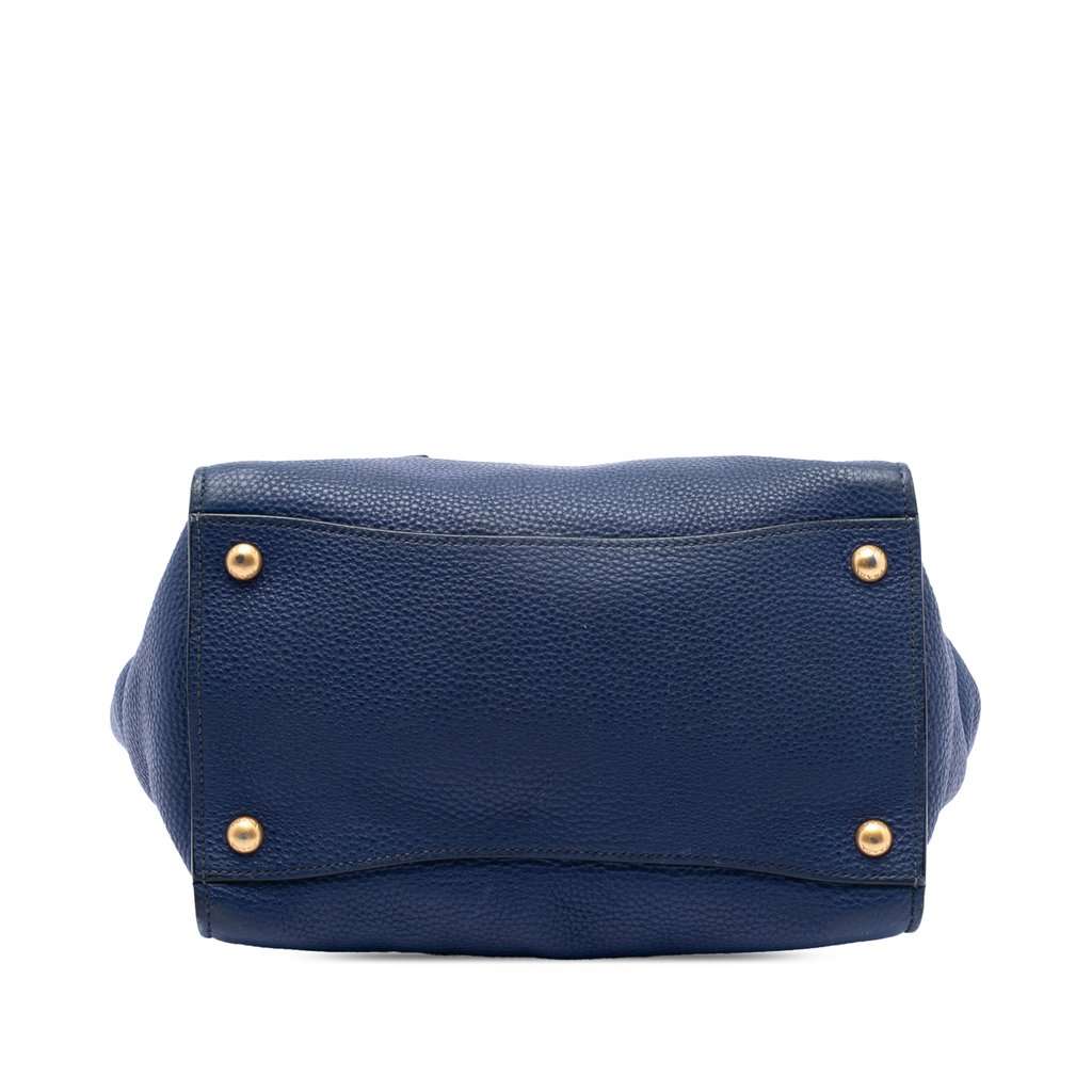 Prada Vitello Daino Sound Lock Satchel Blue Leather Very good condition - Inside View