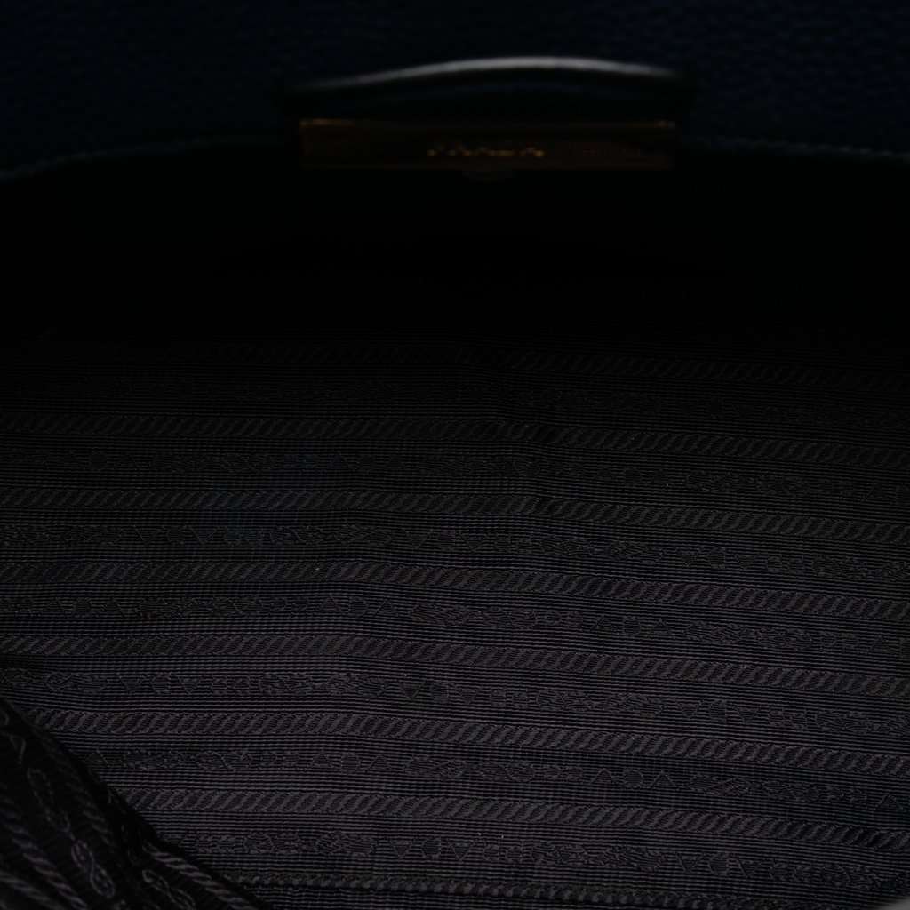 Prada Vitello Daino Sound Lock Satchel Blue Leather Very good condition - Model View