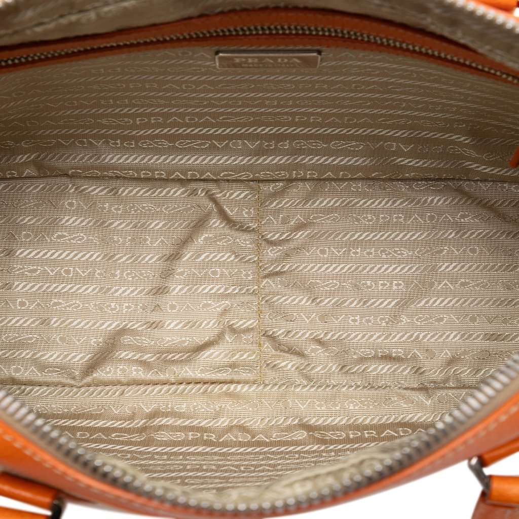 Prada Cinghiale Trimmed Canapa Handbag Beige Very good - Model View