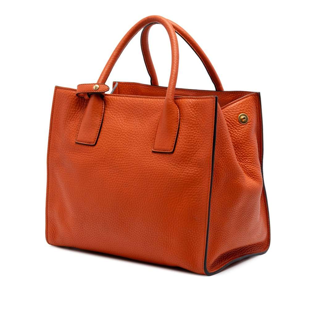 Prada Vitello Daino Open Convertible Tote Orange Leather Very good condition - Back View